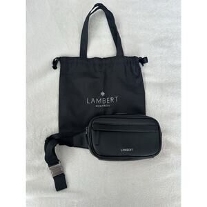 LAMBERT The Marina Waist Bag Fanny Pack Black Vegan Leather Silver Hardware NEW